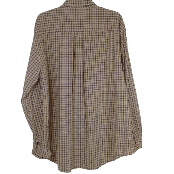 L.L. Bean Men's Plaid Yellow Long Sleeve Cotton Button Down Casual Shirt Large - Picture 4 of 8